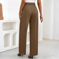 thumbnail image 4 of Inglocry Wide Leg Dress Pants for Women High Waisted Office Work Trousers Business Casual Slacks Button Flowy Palazzo Pant Brown L, 4 of 9