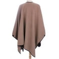 thumbnail image 4 of BROWN / CAMEL WINTER REVERSIBLE SOLID COLORS FLEECE BLANKET PONCHO, 4 of 4