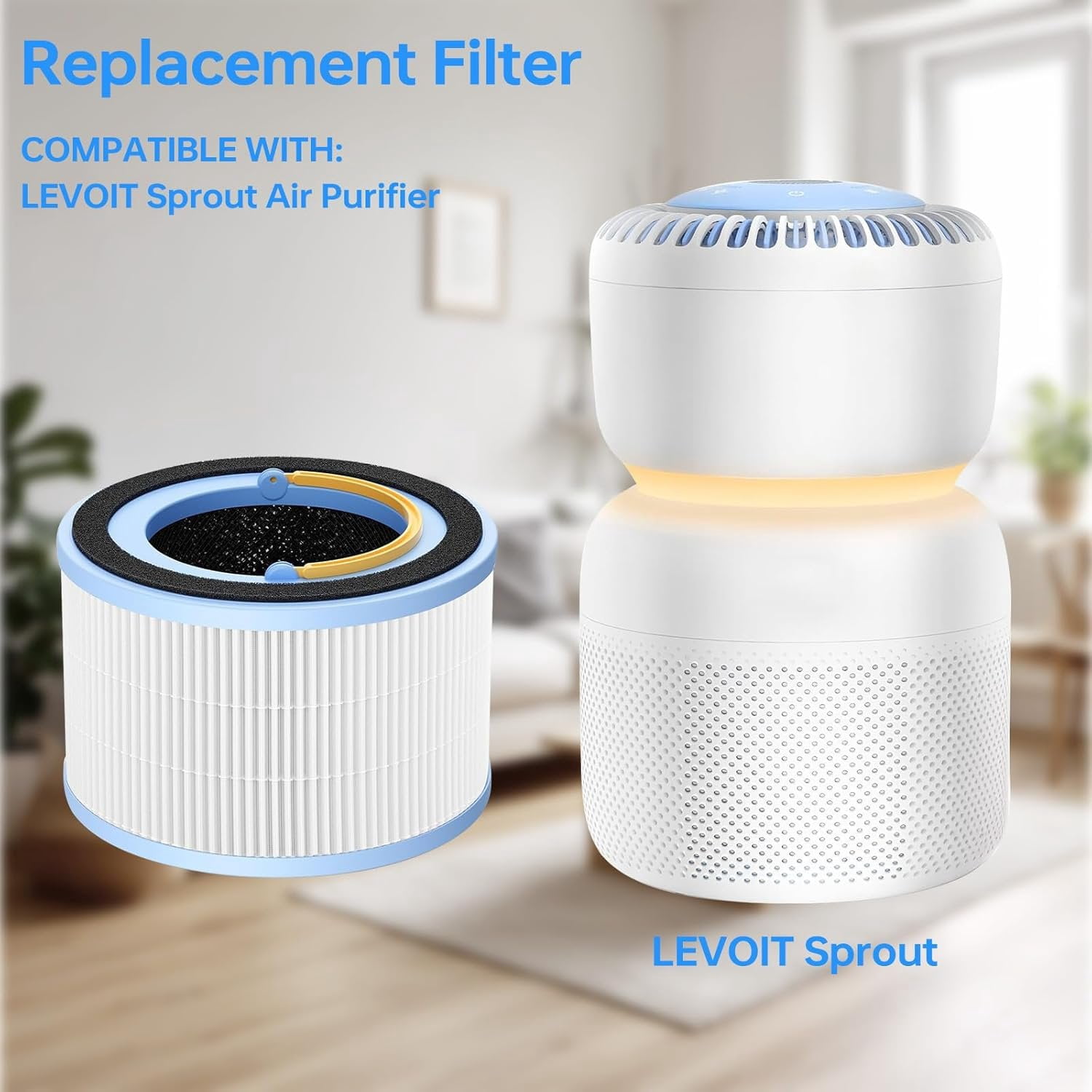 2 Pack for LEVOIT Sprout Filter Replacement, Compatible with LEVOIT Sprout, 3 layer Filter, True 360? 3-Stage Filtration, Part No. LRF-B851-WNA