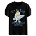 thumbnail image 1 of T-shirt Homme Décontracté Col Rond avec Imprimé Planche de Surf Gorille Dessin Animé, 1 of 5