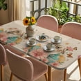 thumbnail image 3 of Easter Bunny Table Cloths for 4 Foot Rectangle Tables, Eggs Vintage Pink Daisy Spring Floral Butterfly Patio Waterproof Elastic Fitted Tablecloths, Washable Rectangular Table Cover for Camping, 3 of 8