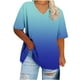 thumbnail image 2 of Camiseta de Base de Impresión de Manga Corta con Cuello en V para las Mujeres, Más Tamaño Estante de Imitación Casual Superior, 2 of 9