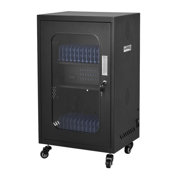 Pearington 30 Device Mobile Charging and Storage Cart for Chromebooks and Laptop Computers, Up to 14-inch Screen Size, Surge Protection, Front & Back Access Locking Cabinet