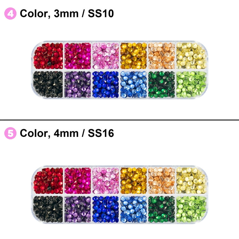Worthofbest Rhinestones with Craft Glue for Crafts, Flat Back Gems Crystals - Mixed Colors, Size: Small