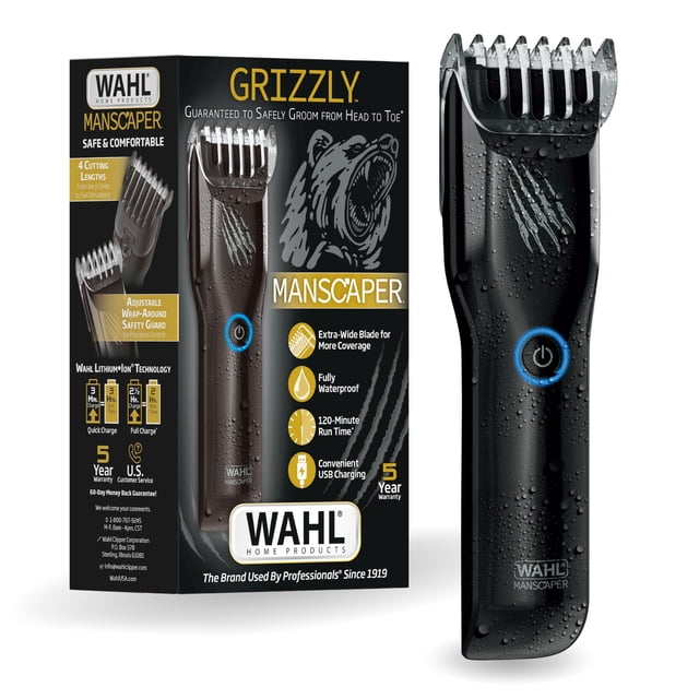 Recortadora Wahl Grizzly resistente al agua, recargable por USB, 120 min