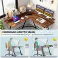 thumbnail image 4 of Harmijoy Bureau d'Angle en Forme de L, Bureau de Maison Réversible 51 Pouces avec Prise Électrique, Ports USB, Support de Moniteur, Plateau de Clavier, 4 of 8