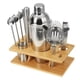 thumbnail image 2 of El sueño del conocedor de cócteles, kit de barman de 15 piezas con soporte de bambú, coctelera de acero inoxidable de 550 ml, juego completo de herramientas de barra que incluye una guía de recetas, 2 of 7