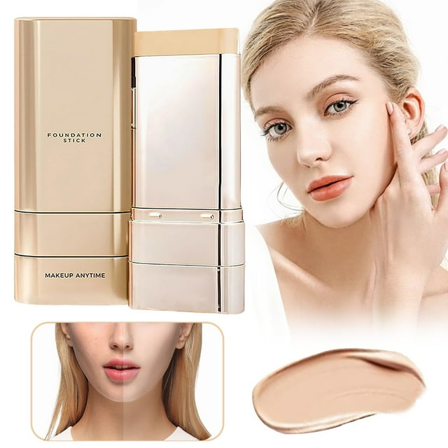 Beauty Foundation Stick 2 in 1 Beauty Foundation Stick Multi Purpose Foundation Stick Makeup Brush Suitable for All Skin Types of Foundation Long Lasting Natural Makeup