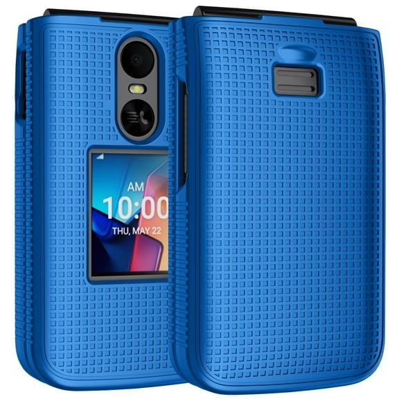 Case for TCL Flip 4 Phone, Nakedcellphone Slim Hard Shell Protector Cover [Anti-Fingerprint, Grid Texture] for T440 (2025) - Cobalt Blue