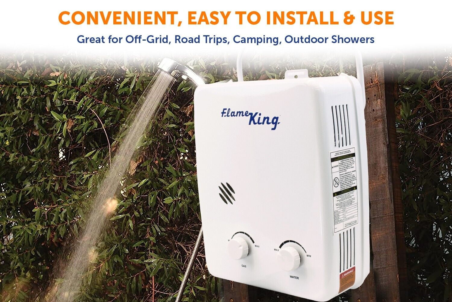 Flame King Portable Propane Tankless Water Heater 1.32 GPM & 34K BTU for Outdoor Showers, 5l