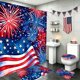 thumbnail image 4 of Independence Day Bathroom Dry Wet Separation Four Piece Set Shower Curtain+Toilet Seat Cushion+Floor Cushion+U Shaped Cushion, 4 of 6