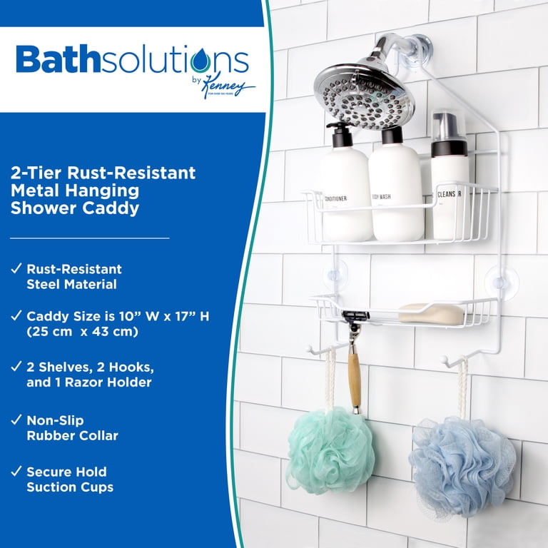 Kenney Rust-Resistant 2-Tier Hanging Shower Caddy, White photo 2