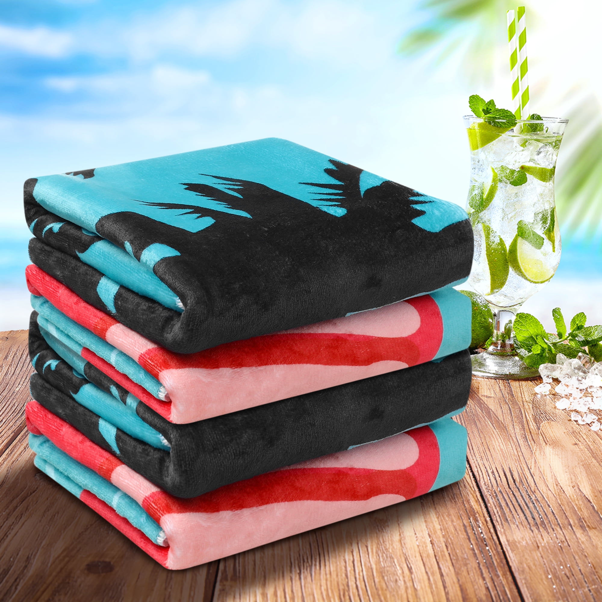 Unique Bargains Oversized Beach Towel Absorbent Quick Dry Thick Pool Towels for Swimming Wave