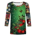 thumbnail image 4 of LiMoi Women's Xmas Print Round Neck Blouse Three Quarter Sleeve Festive Top Tees Tshirts My Items, 4 of 5