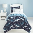 thumbnail image 1 of dream FACTORY Kids 5-Piece Complete Set Easy-Wash Super Soft Microfiber Comforter Bedding, Twin, Blue Sharks, 1 of 4