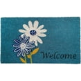 thumbnail image 2 of 17" X 29" Blue and White Coir Floral Welcome Outdoor Door Mat, 2 of 7