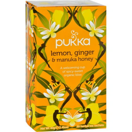 Pukka Herbs Organic Lemon, Ginger and Manuka Honey Herbal Tea Bags, 20