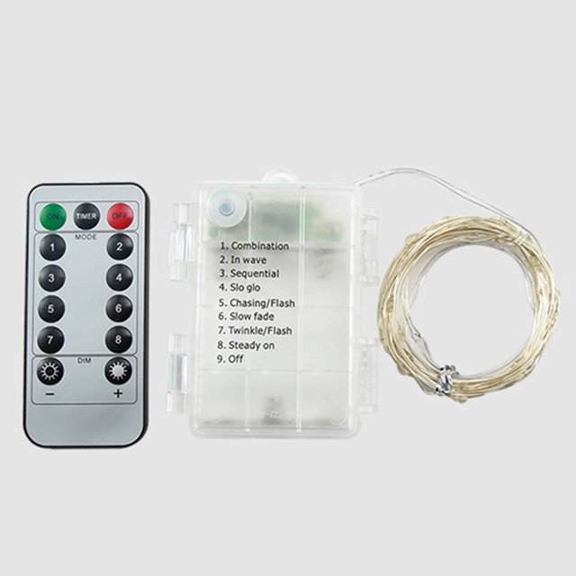 Lámpara de cadena LED impermeable IP65 con alambre de cobre y luz de hadas navideña (luz blanca)