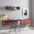 thumbnail image 2 of Wall Mount Computer Work Desk Bookshelf Cabinet, Black Cherry, Melamine Wood , Home Office Business, Modern Contemporary HB34689, 2 of 8