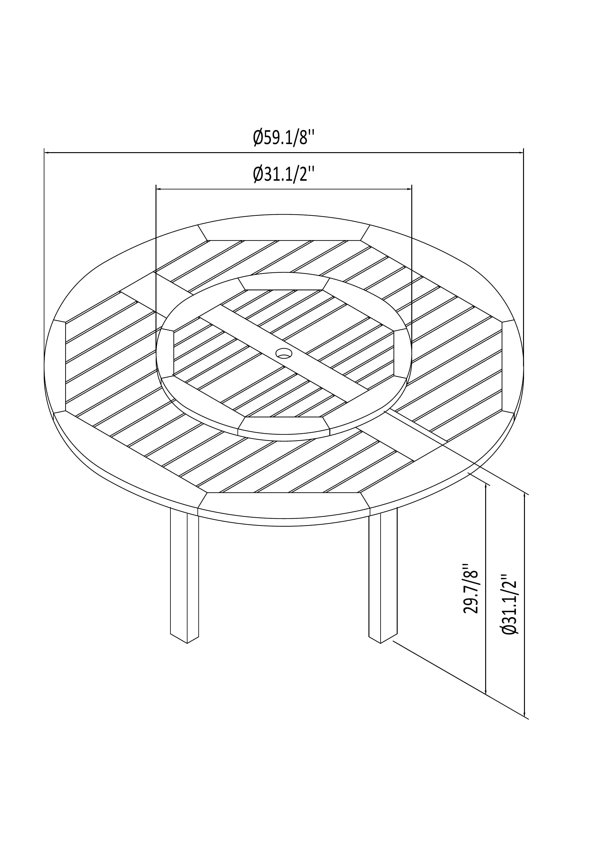 Amazonia Cologne 5 Pieces Lazy Susan Teak Finish Round Patio Dining Set, Seating Capacity: 4