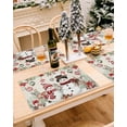 thumbnail image 3 of Christmas Placemats Set of 6, Christmas Snowman Deer Place Mats Pine Tree Branch Poinsettia Balls Placemat Table Decoration for Kitchen Table Dinner Xmas Party Decor Indoor Outdoor 13x19 Inch, 3 of 9