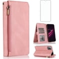 thumbnail image 1 of Compatible with T-Mobile Revvl 6 Pro 5G 2022 Wallet Case Tempered Glass Screen Protector Zipper Leather Flip Cover Card Holder Stand for Tmobile Revel Tmo Revell T Mobile Rebel 6pro TCL TMAF035G, 1 of 7