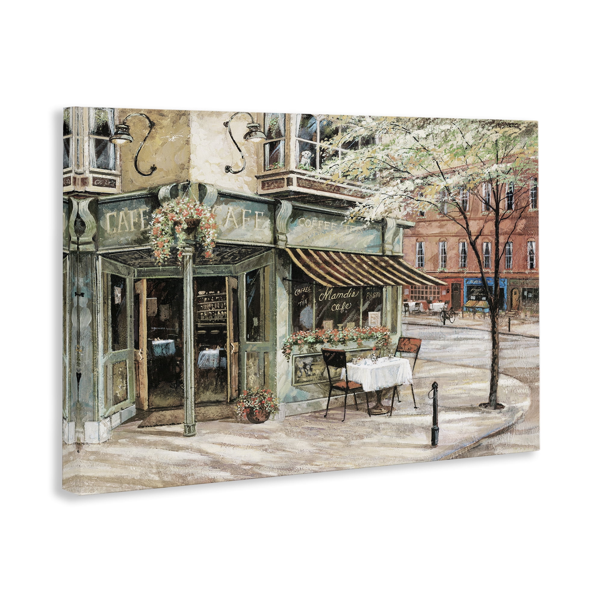Stupell Industries City Corner Café Scenic & Cityscapes Painting Wrapped Canvas Art Print Wall Art, 30 x 20