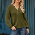 thumbnail image 2 of Gnshining Hoodless Pullover for Women Button V-Neck Long-Sleeved Loose Solid Color Sweater Shirts, 2 of 9