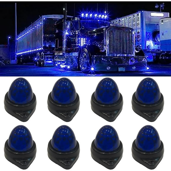 APSMOTIV 8pcs LED Truck Side Light rv bubble trailer lights, 24V Waterproof Trailer Marker Light Blue For trucks BUS LED Side Marker Light Universal Fit