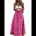thumbnail image 2 of Faldas Largas de Tul para Mujer, Corte A, Volantes, Cintura Alta, Escalonadas, , Tutú, Enagua Rosa Roja XL, 2 of 8
