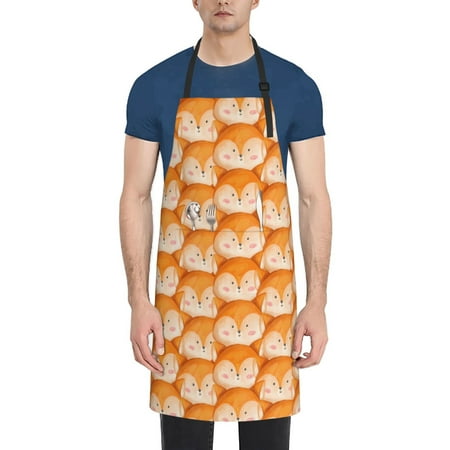 

Tebeau Beautiful Fox A Print Waterproof Cooking Aprons Adjustable Bib Soft Chef Apron with 2 Pockets for Men Women
