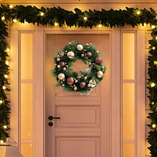 Guirnalda de Navidad de 45 cm, decoración de guirnaldas , guirnalda para colgar en la pared para vacaciones, interior y exterior Macarena Corona de invierno