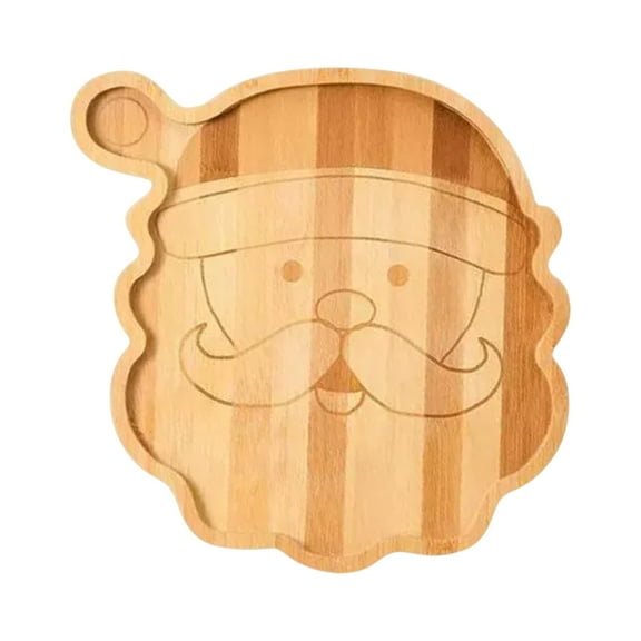 Christmas Serving Tray, Santa Claus Shaped Wooden Food Platter For Holiday Gatherings Festive Party Supplies Reusable Dessert Plate Home Decor Kitchen Accessories