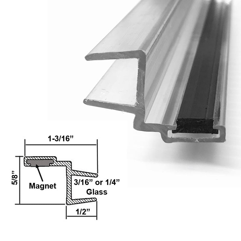 Polycarbonate U-Channel w/ Magnet & Chrome Metal Stike Plate for 3/8" Glass 