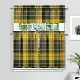 thumbnail image 2 of Kitchen Curtains 36 Inch Short - 3 Panel Set, Rod Pocket Window Curtain, 100% Polyester for Farmhouse, Cafe, Kitchen, Living Room, Bedroom, Rustic Buffalo Plaid & Geometric Design, Easy Wash, 2 of 6