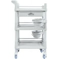 thumbnail image 3 of Medical Mobile Trolley Cart Esthetician Cart 176 Lbs Load, 3-Tier Utility Carts with Drawer & 2 Trash Cans, Portable Salon Rolling Trolley with 4 Wheels (Grey), 3 of 18