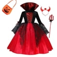 thumbnail image 4 of Disfraz de bruja de Halloween para niñas pequeñas, disfraz de princesa vampiro para niños, ropa de vestir para niños con sombrero, regalo de fiesta de carnaval, 4 of 5