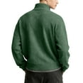thumbnail image 3 of Yucgh Men's Vintage Quarter Zip Stand Collar Sweatshirt, Small Grid Print with Chest Pocket, Loose Fit Long Sleeve Top for Casual and Outdoor Wear,Army Green, 3 of 3