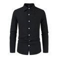 thumbnail image 1 of Men's Loose Cotton Linen Solid Color Lapel Long Sleeve Casual Cotton Linen Shirt Top4XL, 1 of 3