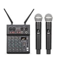 thumbnail image 1 of Mezclador de Sonido de 4 Canales con Micrófono Inalámbrico UHF Dual, Consola de DJ para Karaoke, Fiestas, Grabación en Estudio de PC., 1 of 5