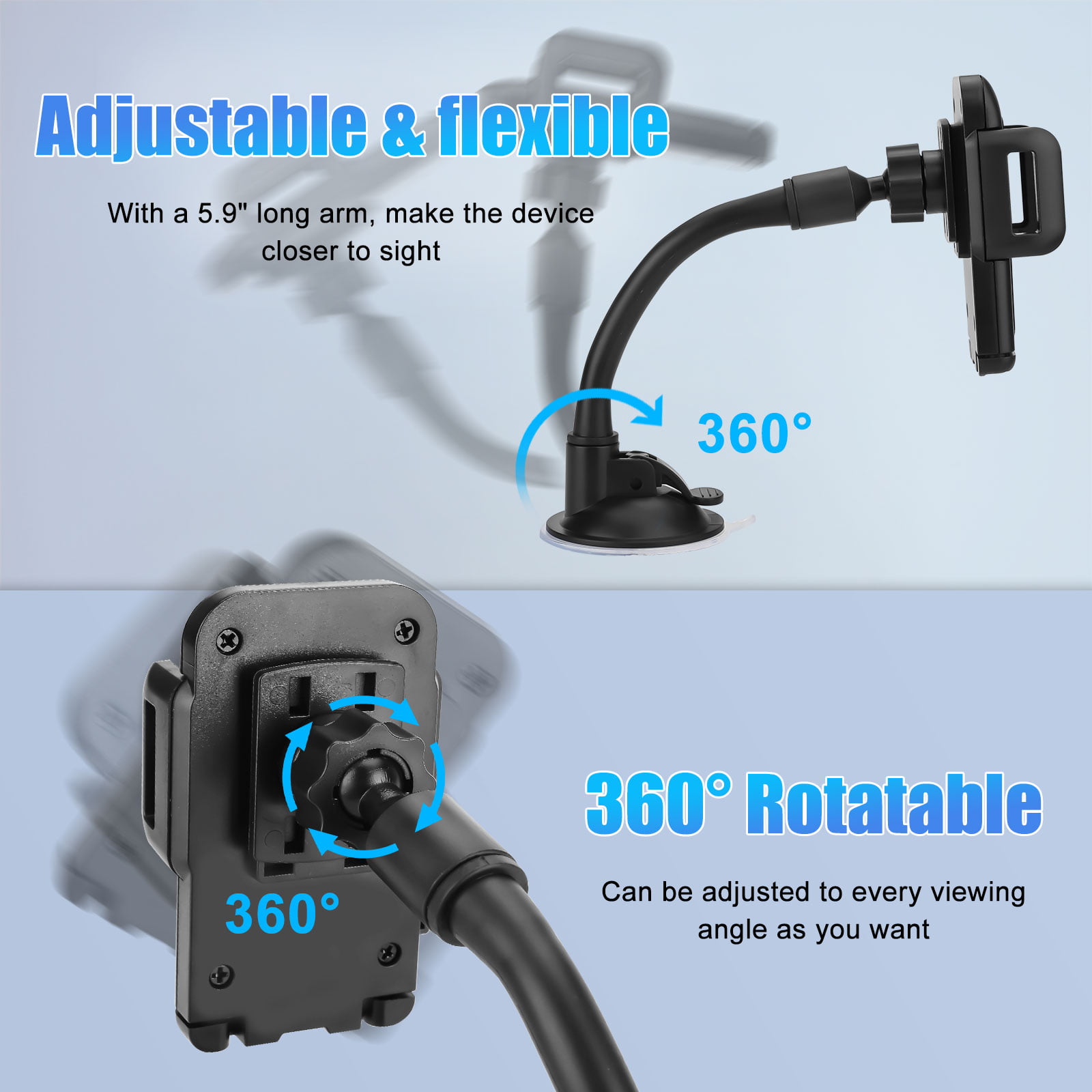 Kolasels Dual Phone Holder for Car, Phone Mount for Truck Windshield/Dashboard Compatible with iPhone 11/Xs/XR/X/8 Plus/8/7/6, Samsung Note 10+/10/9