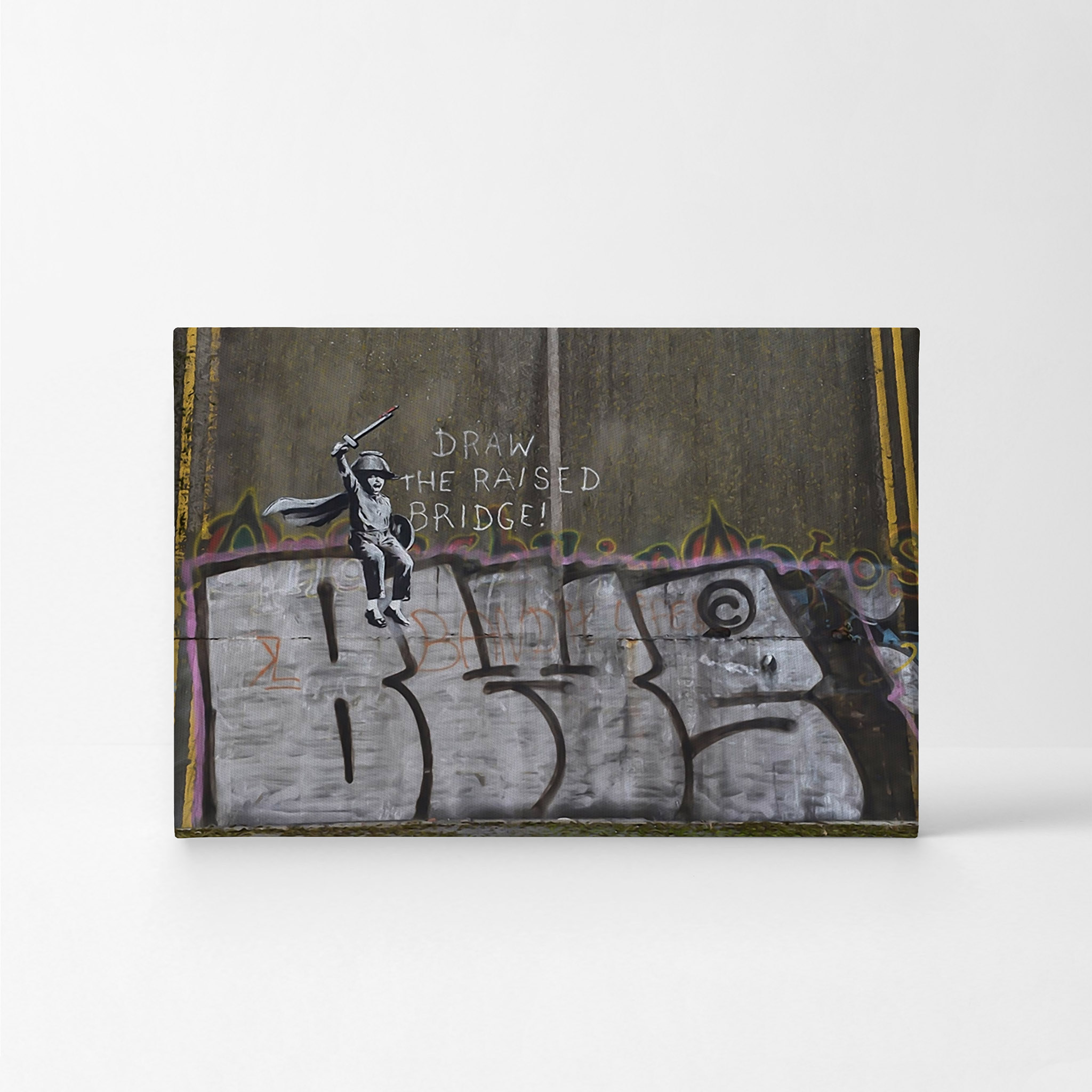 Smile Art Design Banksy Canvas Print Draw The Raised Bridge Graffiti Hull Uk Street Art Banksy Wall Art Modern Art Wall Decor Living Room Office Home Decor Ready To Hang Made In