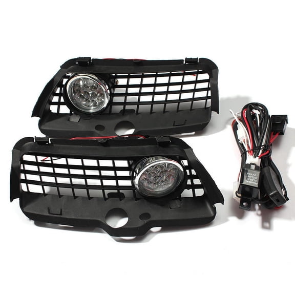 Mk3 Golf 1992-1998 Front Bumper Grille 6000K White Led Drl Driving Fog Light Car Accessories,2* Fog Light 1* wiring harness,Black