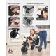 thumbnail image 4 of KRIDDO Cochecito triciclo plegable 8 en 1 para niños de 18 meses a 5 años, cinturón de seguridad de 5 puntos, pedal de freno de 1 paso, toldo extendido, reposapiés triple, ventana retrovisora ​​de seg, 4 of 5