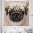 thumbnail image 1 of Pug Tapestry, Detailed Portrait Drawing of a Dog Realistic Design of the Pet Animal Digital Art, Fabric Wall Hanging Decor for Bedroom Living Room Dorm, 5 Sizes, Tan Pale Brown, by Ambesonne, 1 of 1