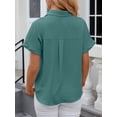 thumbnail image 5 of SHIBEVER Womens Blouse Summer Blouse Short Sleeve Blouses & Button-down Shirts Casual Trendy Green Blouse for Women Tops XXL, 5 of 8