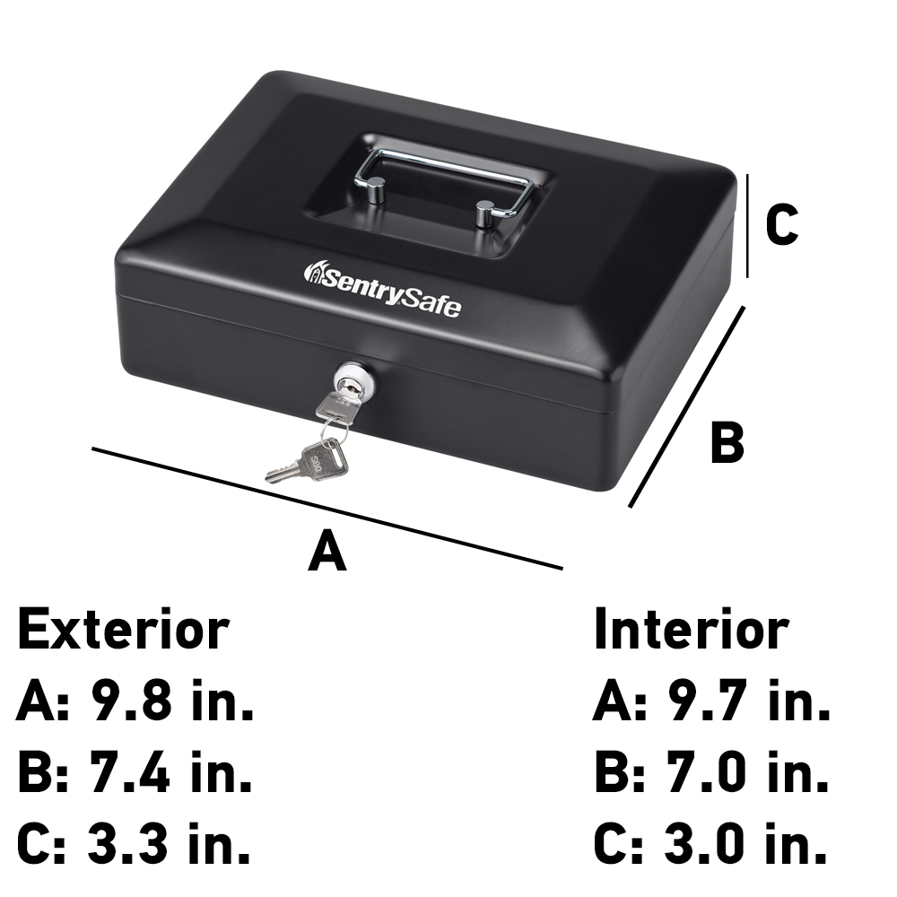 SentrySafe CB-10 Steel Cash Box with Key Lock, 0.12 cu. ft., Black - image 5 of 5