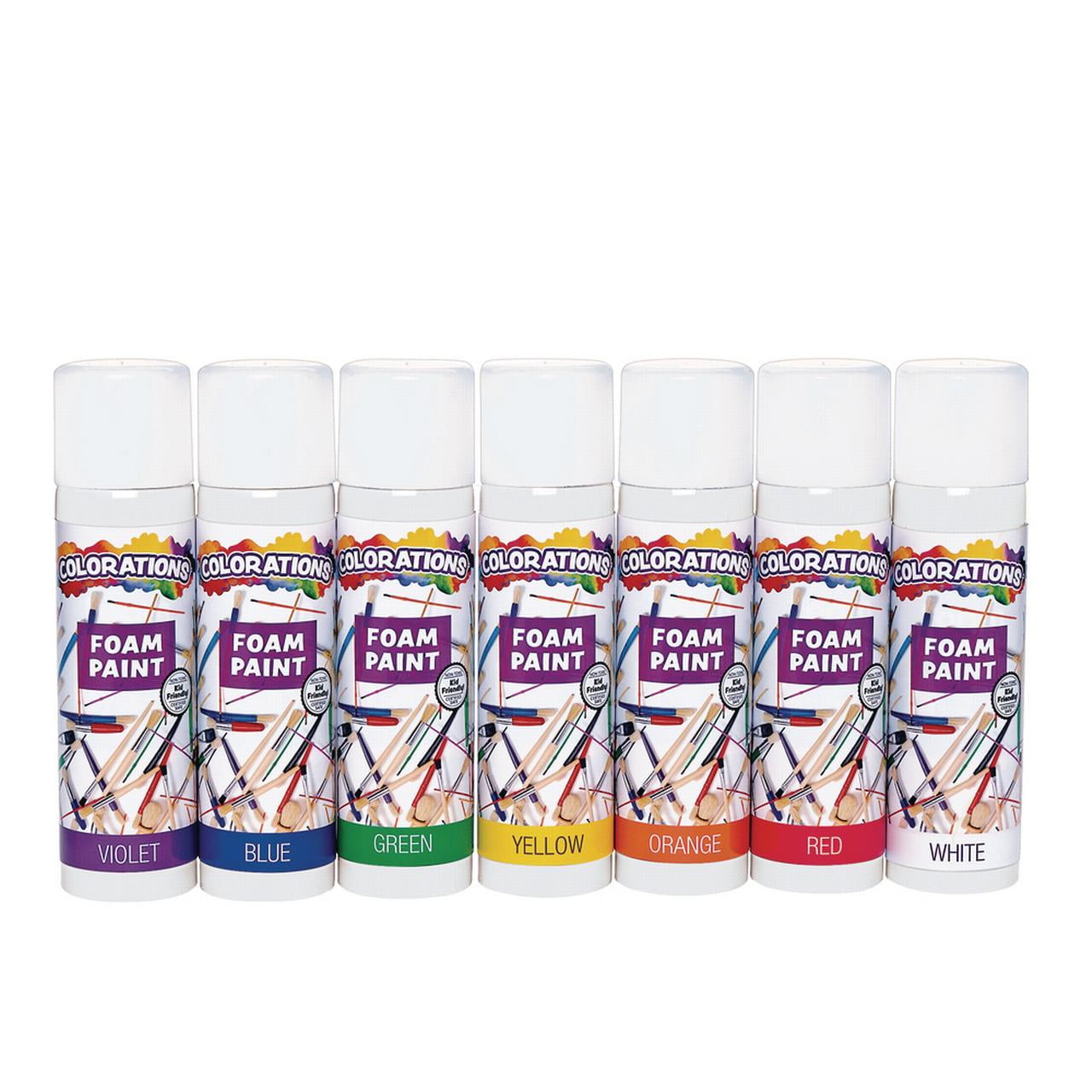 Colorations Foam Paint, Set of 7, 8 ounce cans, Puffy, Fluffy, Washable