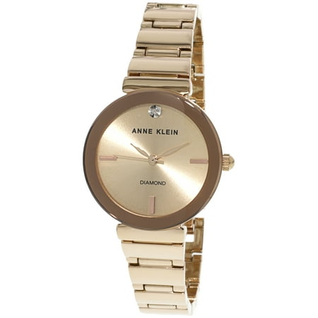 Anne Klein Tie - Anne Klein Women's Diamond Dial Rose-Gold Bracelet Watch AK-2434RGRG