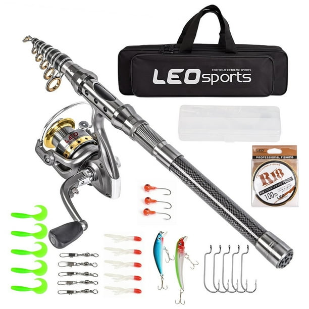 Amdohai Leo Telescopic Rod And Reel Combo, Carbon Fibre 2.1M Rod With Full  Set Of Tools And Carry Bag, For Saltwater And freshwater Fishing On Tri 